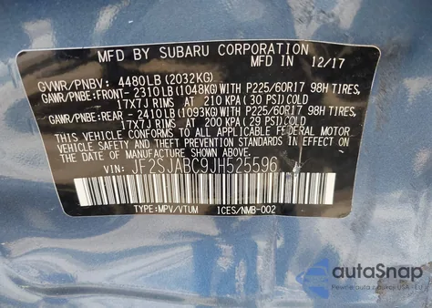 2018 Subaru Forester 2.5I z USA, uszkodzony, nr VIN JF2SJABC9JH525596